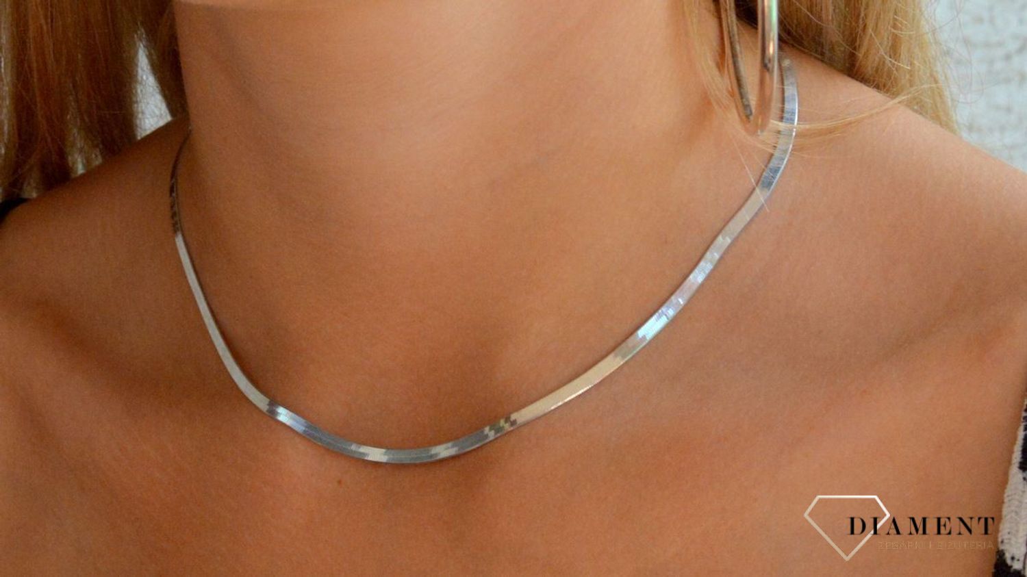 Srebrny naszyjnik taśma 925 płaska żmijka 3 mm DIA-LAN-11898-925 3mm.jpg